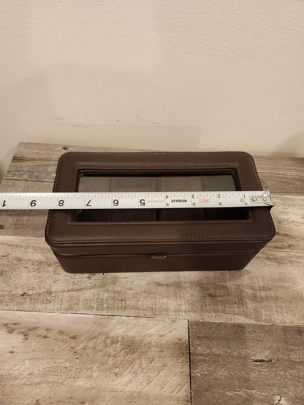 Brown Velvet-Lined Watch Organizer Box